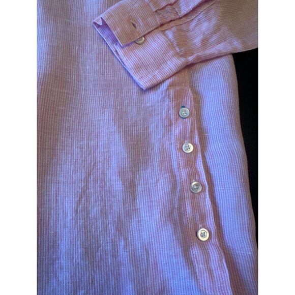 J. McLaughlin XS Pink Striped Pop Overn Womens Blouse - Picture 3 of 5